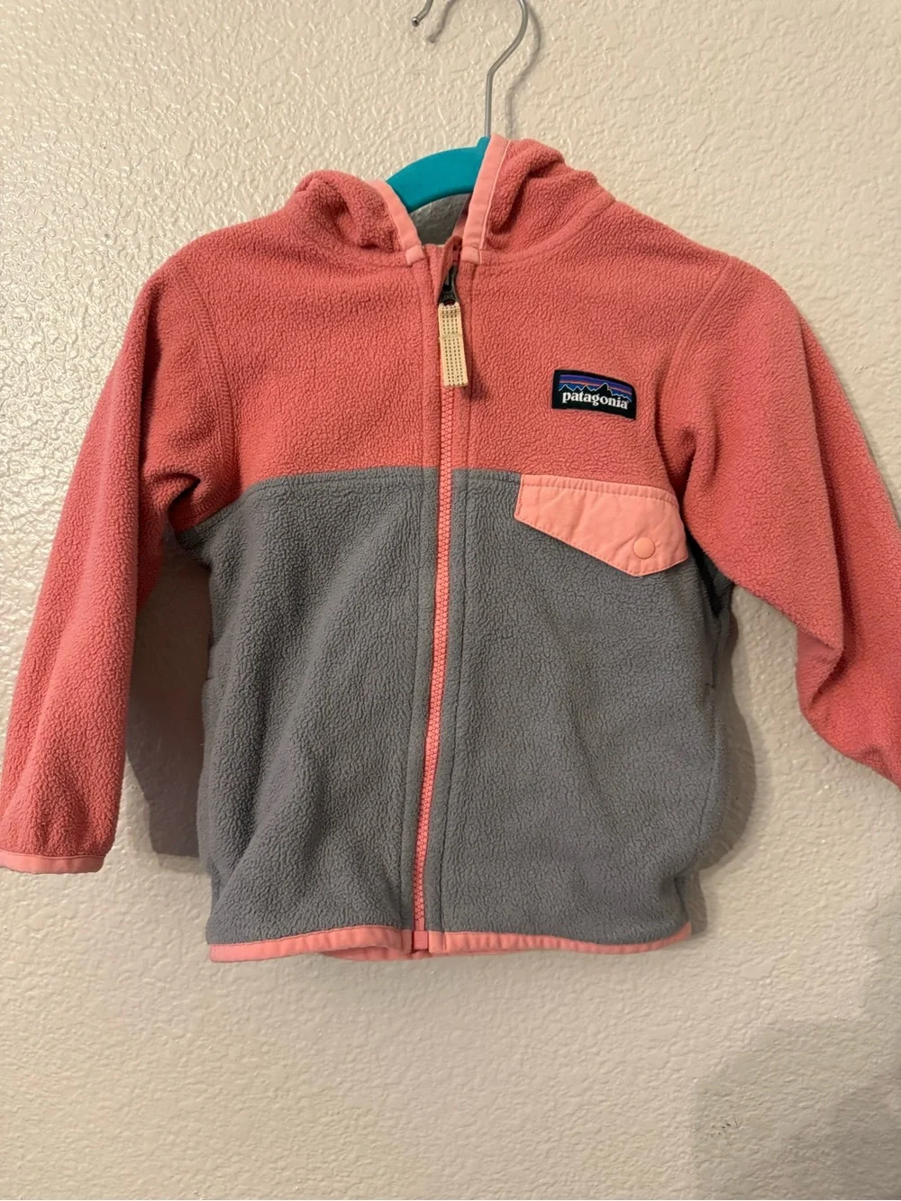 Patagonia Kids Two-Tone Pink & Gray Fleece Hoodie